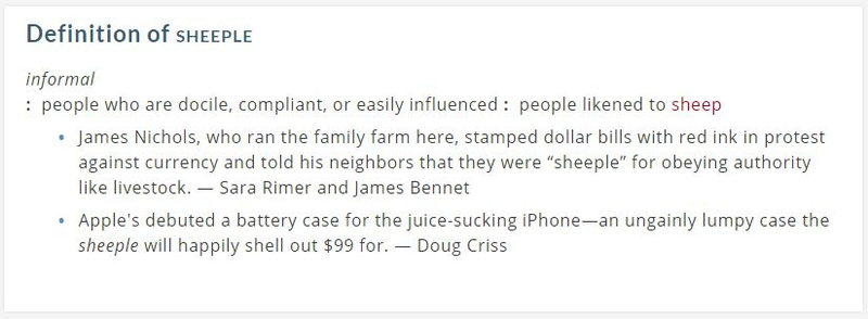 Illustration for article titled Merriam-Webster Uses Apple Fans to Define 'Sheeple'Â